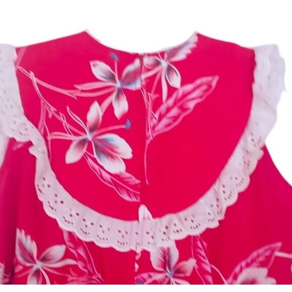 Vintage Hawaiian Muumuu Dress 14 Sleeveless Tiered Maxi Aloha Made in Hawaii - Picture 5 of 7